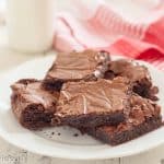 The best gluten free fudgy brownie recipe I have ever made! Rich and fudgy made with cocoa powder, they have the perfect flaky top.