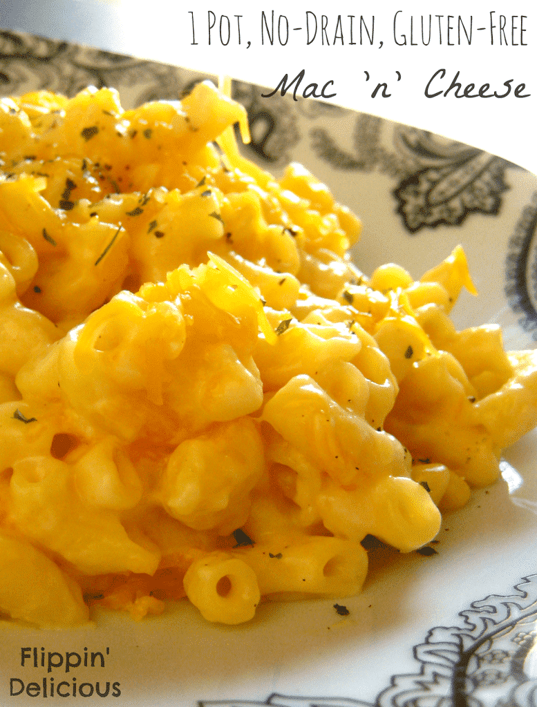 This gluten free one pot no drain mac n cheese is ready, start to finish, in 15 minutes. Easier than the box, and WAY better! Dairy-free option too. This recipe will change your life!