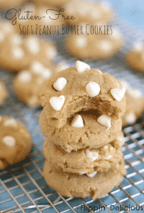 Gluten-Free Soft Peanut Butter Cookies with White Chocolate Chips #glutenfree