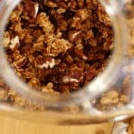 Sweet and crunchy gluten free oatmeal cookie granola. Inspired by one of my favorite cookie combos, oatmeal and dried cranberries with toasted pecans, crisp rice cereal, and just a hint of cinnamon all coated in the natural sweetness of honey.