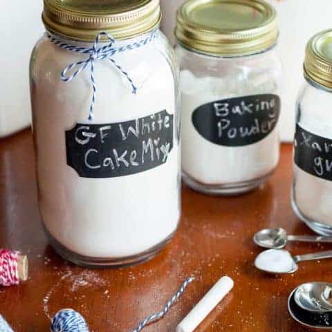 This Homemade Gluten Free White Cake Mix is perfect to keep on hand for whenever a cake emergency arises. Only 5 ingredients, and it makes a great DIY gluten free gift too!