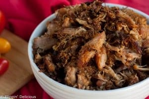 Nothing is easier than throwing these easy crispy carnitas in the slow cooker at lunch, and then enjoying them for dinner with some gluten free corn tortillas.