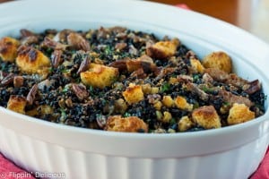 Perfect for your Thanksgiving feast, this gluten free cornbread dressing, cajun style with wild rice and pecans, is savory, nutty and just a little sweet.