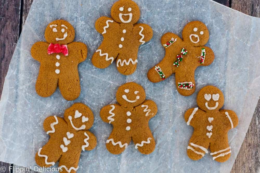 Gluten free vegan ninjabread men made with an easy gluten free, dairy free, egg free, gingerbread cut out recipe are a fun treat that the whole family can enjoy during the holidays.