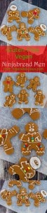 Gluten free vegan ninjabread men made with an easy gluten free, dairy free, egg free, gingerbread cut out recipe are a fun treat that the whole family can enjoy during the holidays.