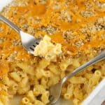 Gluten free mac and cheese is creamy and topped with buttery breadcrumbs. Nothing says comfort food like mac and cheese!