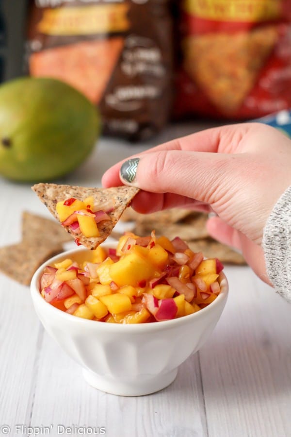 Chipotle Mango Salsa with Vegan Nachos