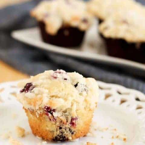 Gluten Free Blueberry Streusel Muffins are the perfect sweet start to your morning. The streusel crumb topping makes them really special!