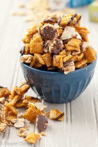 This Salted Caramel Chocolate Chex Mix makes the perfect indulgent late night snack, and it is naturally gluten-free! (Dairy-free option too.)