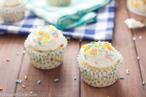 Celebrate with these easy Gluten Free Funfetti Cupcakes with Gluten Free Cake Batter Frosting!