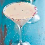 Dairy Free Funfetti Martinis... no one has to skip these because of allergies. A sweet and creamy cocktail with lots of sprinkles!
