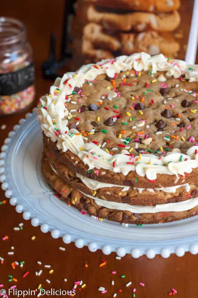 A Gluten Free Cookie Cake is the perfect dessert for when you can't decide what dessert to make. This way, you can have your cake, and eat it too.