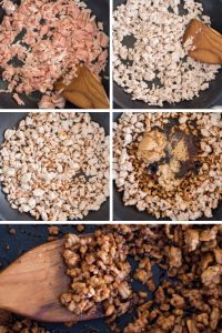 collage of five images step by step how to make gluten free korean ground turkey recipe