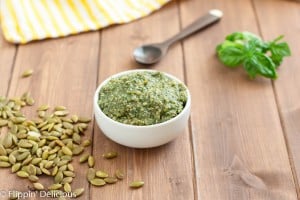 Gluten free pasta salad with pumpkin seed pesto is the perfect summer side! Bonus: the pesto is dairy free too.