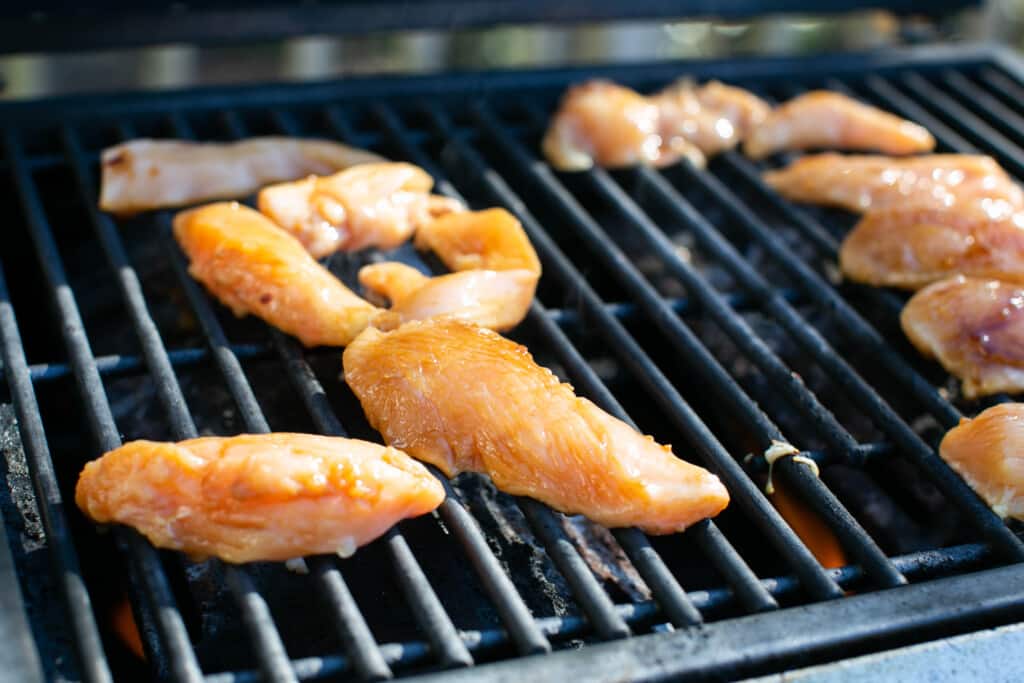 grill with gluten free teriyaki chicken cooking