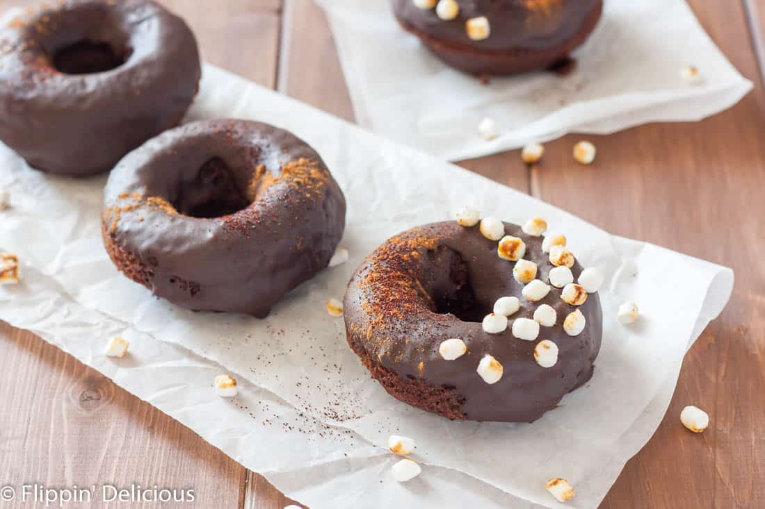 Dairy Free Gluten Free Mexican Hot Chocolate Donuts are rich and sweet with a hint of heat! Vegan option. 