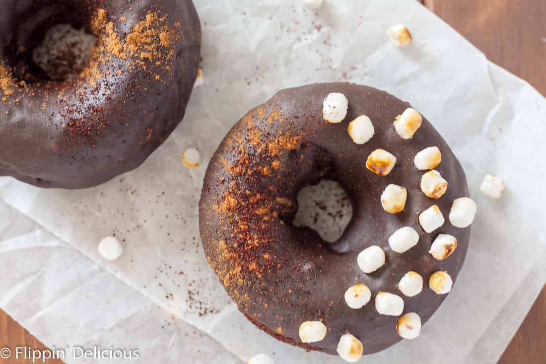 Dairy Free Gluten Free Mexican Hot Chocolate Donuts are rich and sweet with a hint of heat! Vegan option. 