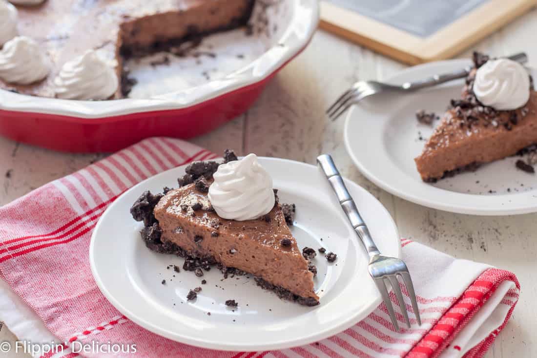 This Gluten Free Vegan Chocolate Pie is no bake and free of the top 8 allergens. Finally a dairy free dream whip pie that my family can enjoy!