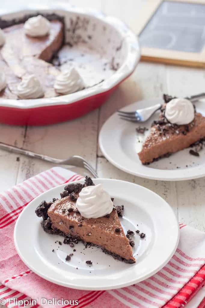 This Gluten Free Vegan Chocolate Pie is no bake and free of the top 8 allergens. Finally a dairy free dream whip pie that my family can enjoy!