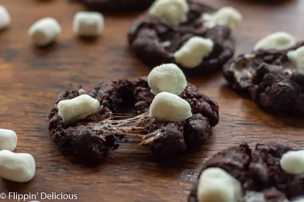 These gluten free hot chocolate cookies are made without any flour and are full of gooey melted marshmallows just like your favorite winter beverage.