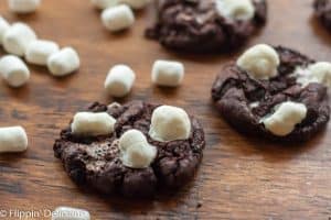 These gluten free hot chocolate cookies are made without any flour and are full of gooey melted marshmallows just like your favorite winter beverage.