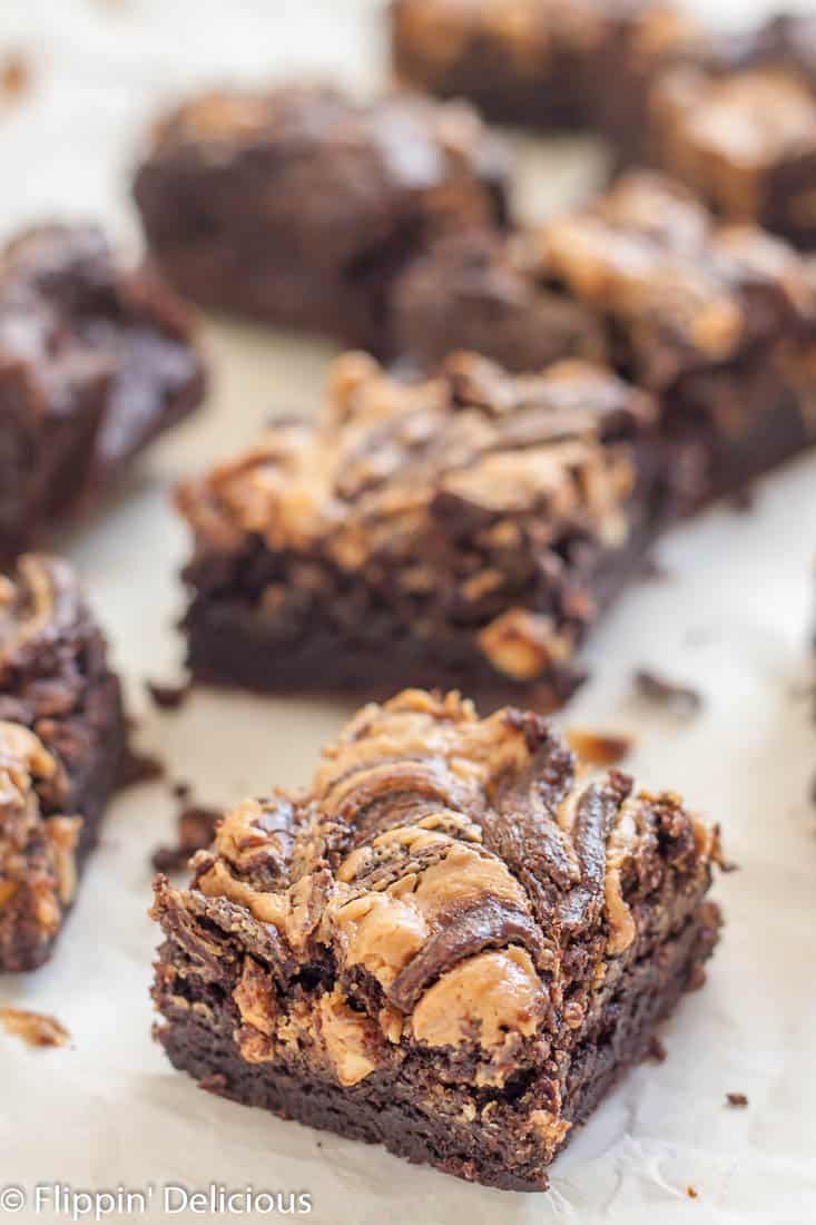 Gluten free peanut butter brownies rock my world...because peanut butter + chocolate = ♥️♥️♥️♥️♥️