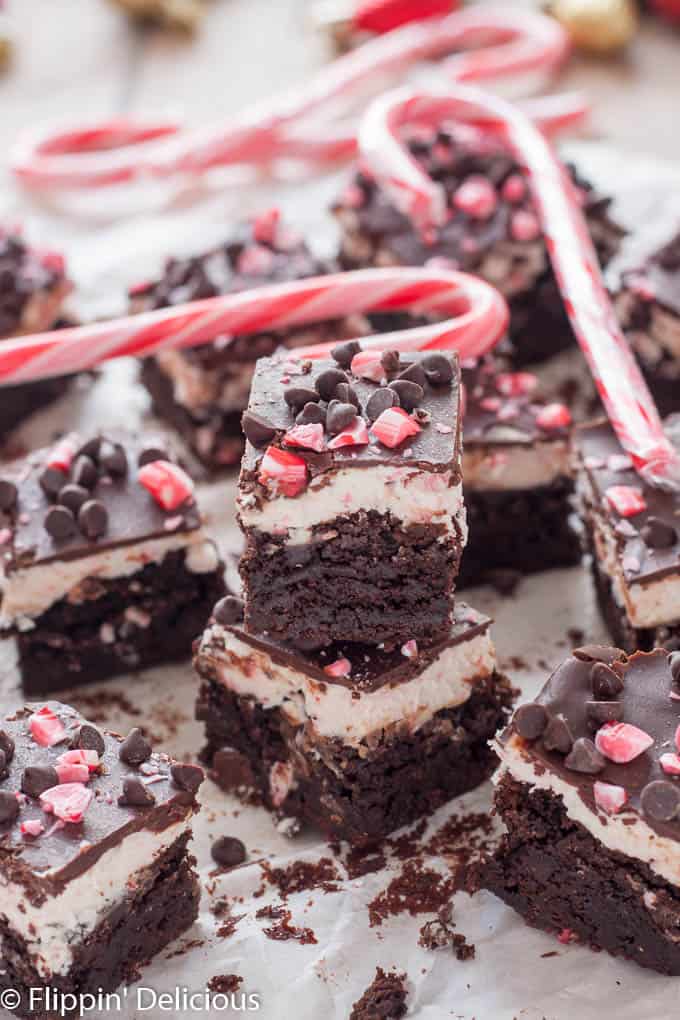 Gluten free candy cane brownies are also dairy free, egg free, and vegan. The perfect festive treat that everyone can enjoy!