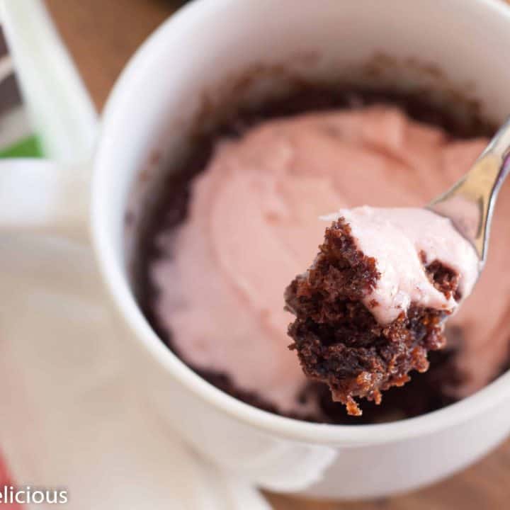 Making a gluten free chocolate mug cake has never been easier! Just 2 ingredients and less than 5 minutes.