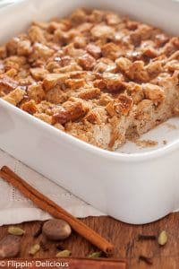 Gluten-Free Chai French Toast Casserole is easily made ahead and baked just before you are ready to enjoy it. The honey-butter sauce drizzled on top adds the perfect touch of sweetness.