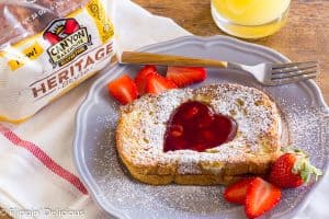 Gluten Free Stuffed French Toast with Nutella and Cherry Jam for Valentine's Day