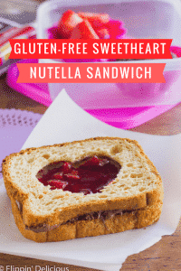 Gluten-Free Sweetheart Sandwich with Nutella and cherry jam for Valentine's Day.