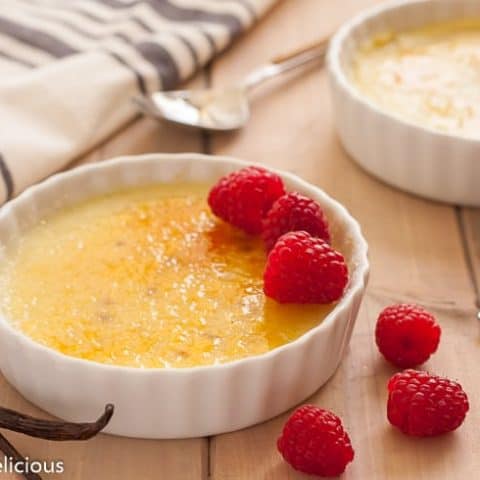 Dairy Free Crème Brulee- rich and creamy vanilla custard with that perfect caramelized sugar crack. Easily made in your Instant Pot, or in your oven.