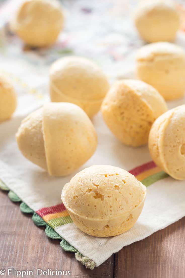 Make any dinner special with Dairy Free Brazilian Cheese Breads, also known as Pão de Queijo. Naturally gluten free and grain free, the batter is made in the blender and is ready in minutes making it the perfect addition to weeknight meals.