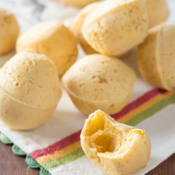 Make any dinner special with Dairy Free Brazilian Cheese Breads, also known as Pão de Queijo. Naturally gluten free and grain free, the batter is made in the blender and is ready in minutes making it the perfect addition to weeknight meals.