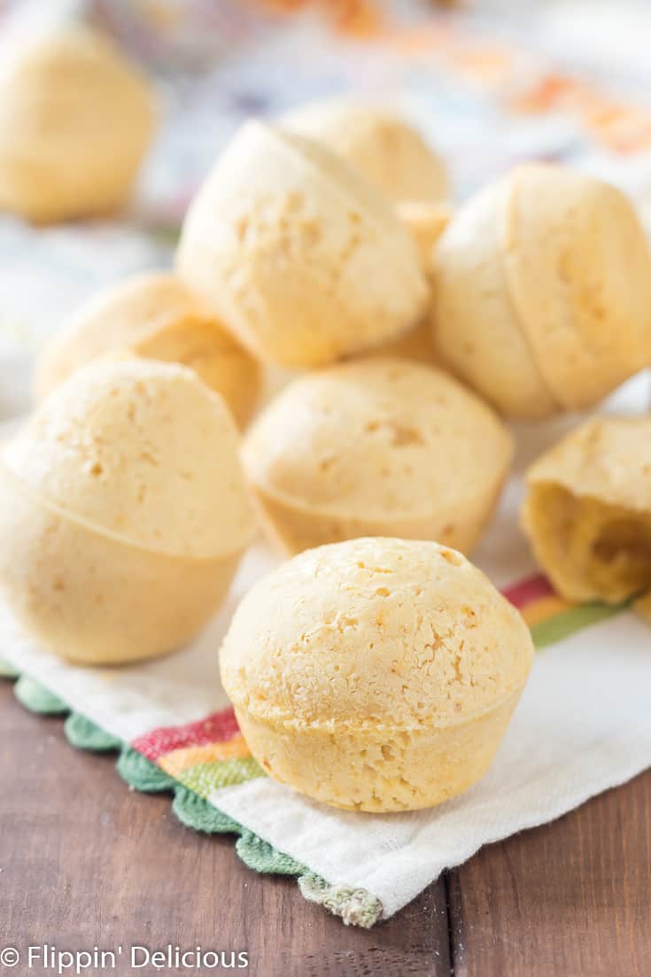 Make any dinner special with Dairy Free Brazilian Cheese Breads, also known as Pão de Queijo. Naturally gluten free and grain free, the batter is made in the blender and is ready in minutes making it the perfect addition to weeknight meals.