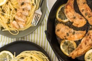 Classic Gluten Free Chicken Piccata makes a great weeknight meal, or easy at home date-night dinner. Crisp and golden buttery chicken in a light lemon butter sauce with capers, served with gluten-free pasta. Just like classic chicken piccata but made gluten-free.