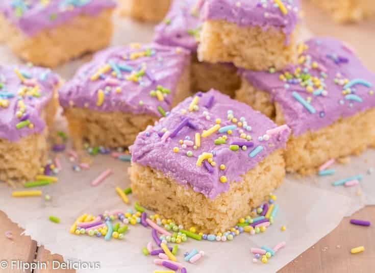 Gluten Free Sugar Cookie Bars- Everything you love about gluten free sugar cookies in an easier, lazier bar cookie. Dairy free and vegan recipe options.