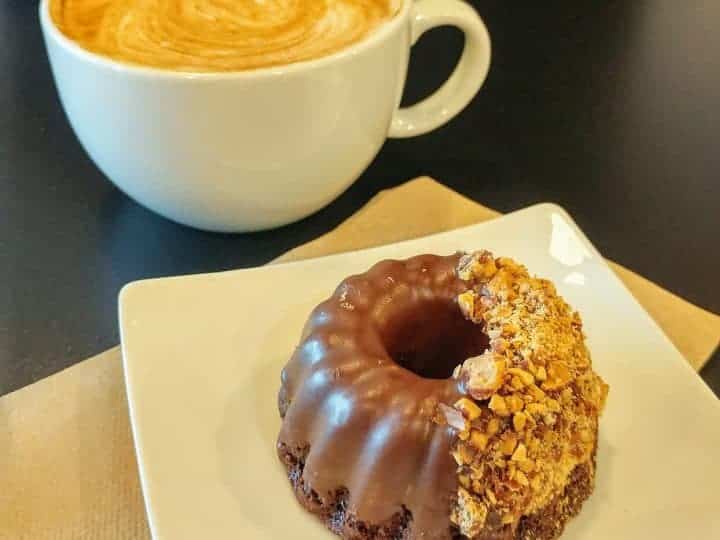 gluten free vegan chocolate almond mini bundt from Planty Sweet at Whispering Bean Coffee
