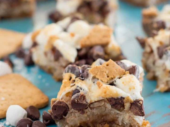 Gluten free magic cookie bars with marshmallows