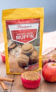 vivians live again ancient grain muffin mix with gluten free apple cinnamon muffin and gala apple