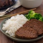 gluteInstant Pot Gluten Free Teriyaki Meatloaf is a quick comfort food dinner the entire family will love. Cooking your meatloaf in an Instant Pot helps it stay juicy!n free teriyaki meatloaf cooked in an instant pot sliced on a green plate