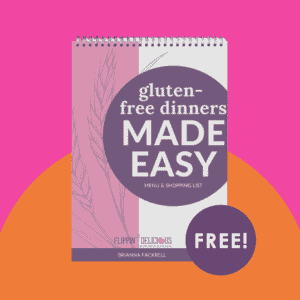 gluten free dinners made easy book on pink and orange background