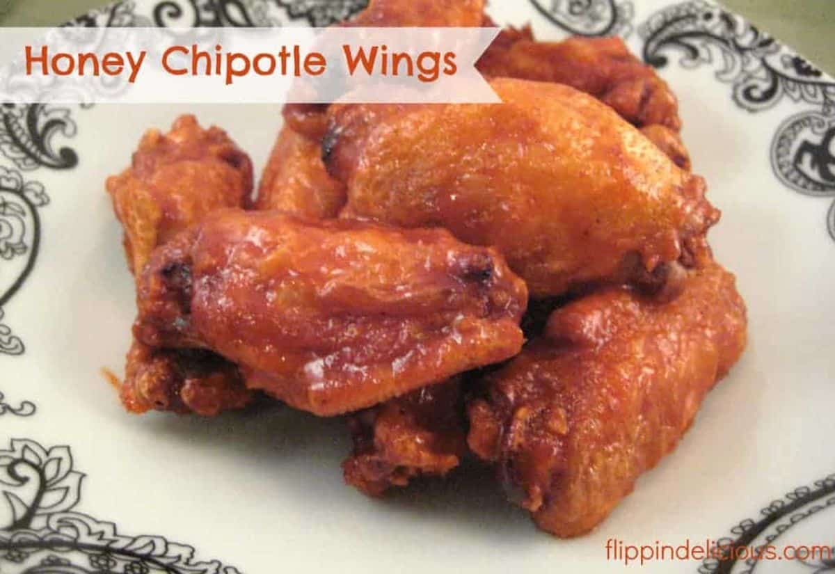 Honey Chipotle Wings on a decorative plate.