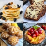 Four images of gluten-free meals with yogurt.