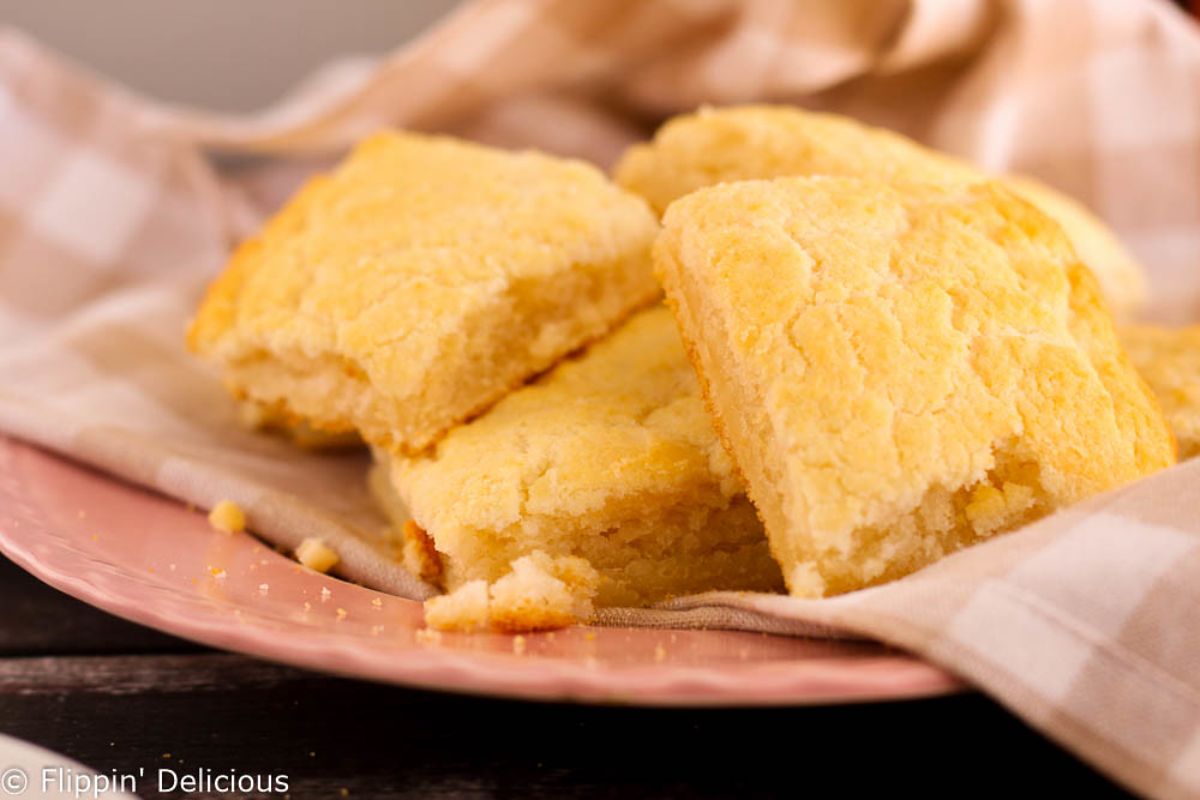 Easy Gluten-free Biscuits on a pink plate.