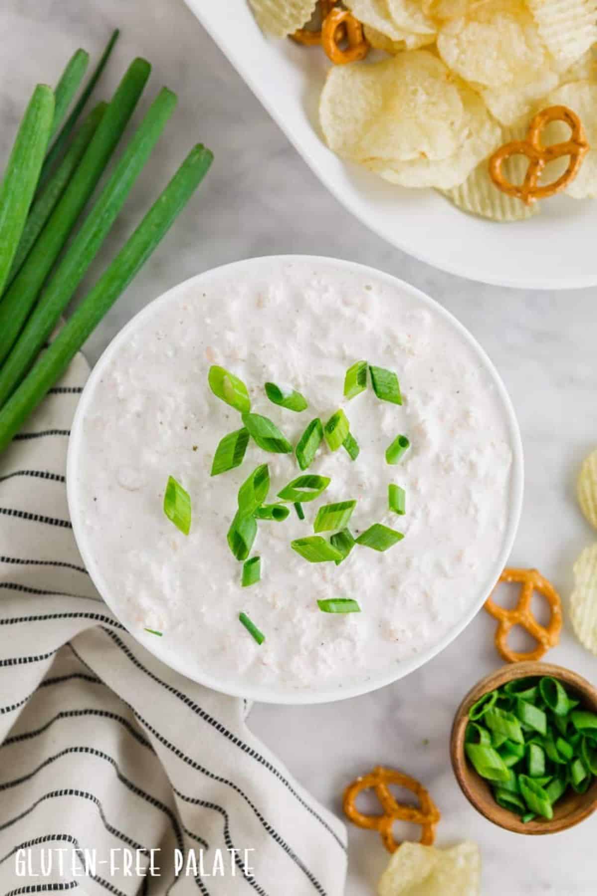 Creamy Seafood Dip in a white bowl.