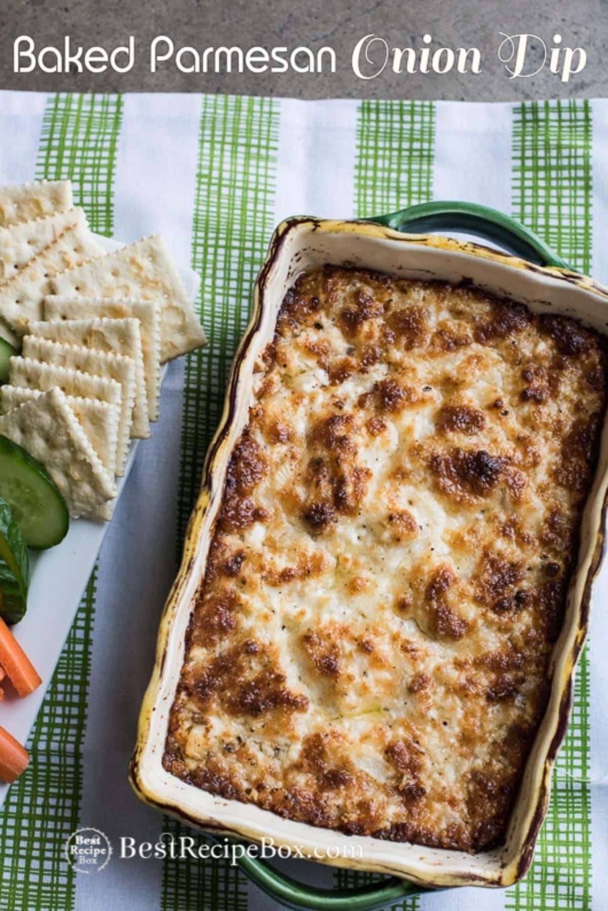 Hot Onion Dip in a casserolle.