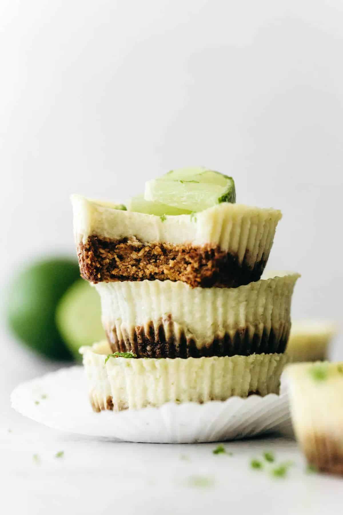 A pile of Vegan Mini Key Lime Pies.