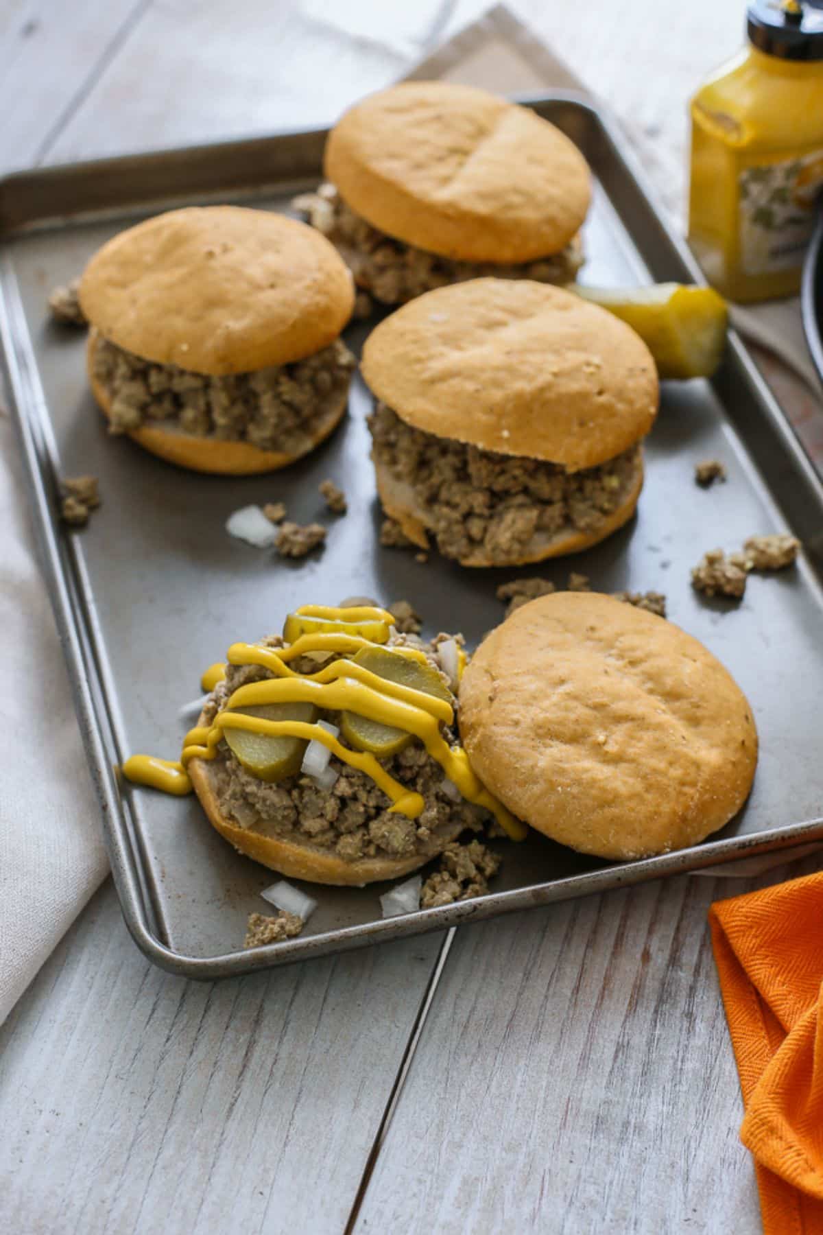 Maid-Rite Copycat Sandwiches on a metal tray.