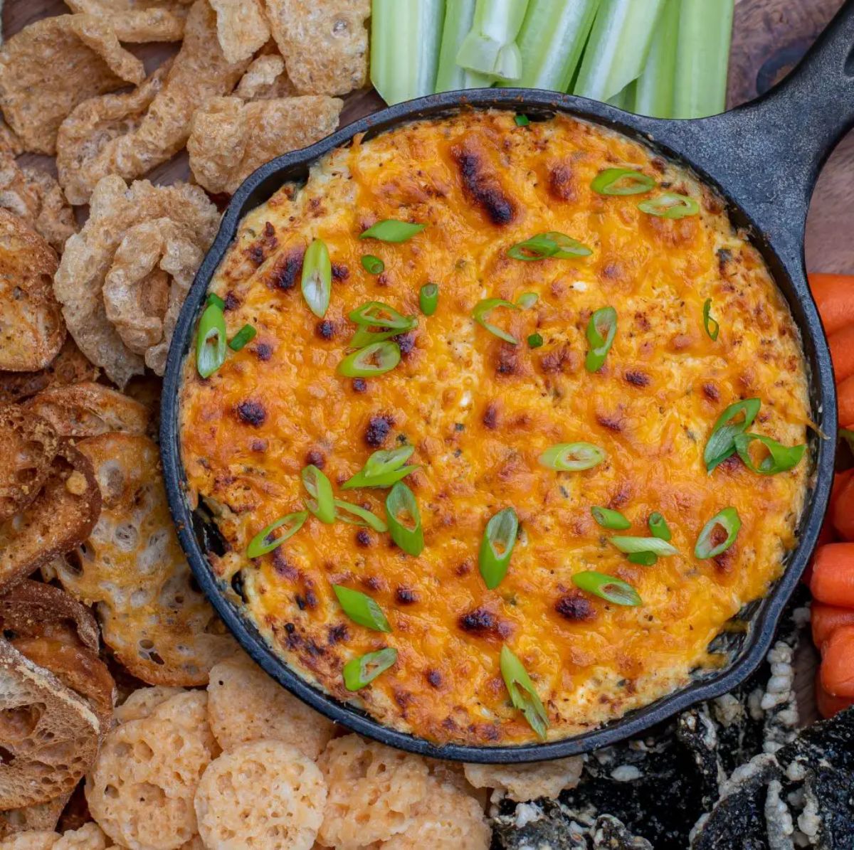 Chesapeake Crab Dip in a black pan.